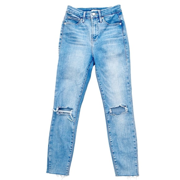 Good American Good Waist Jeans Raw Edge Distressed Style GWCFH367T Size 0 / 25 - Picture 4 of 7